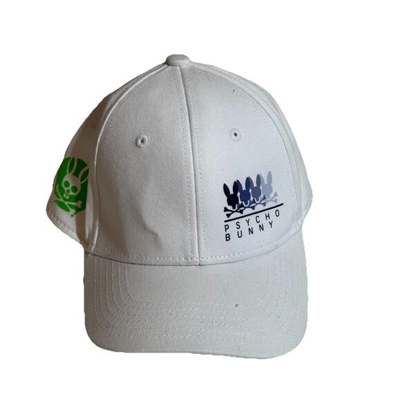 Psycho Bunny Cap Hat White Adult Adjustable Preppy Strapback Baseball Casual - Picture 1 of 5